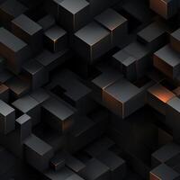 AI generated Dark black Geometric grid background Modern dark abstract texture seamless pattern photo