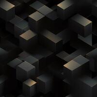 AI generated Dark black Geometric grid background Modern dark abstract texture seamless pattern photo