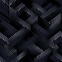 AI generated Dark black Geometric grid background Modern dark abstract texture seamless pattern photo