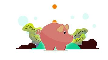 Piggy bank in the form of a piglet, Money saving or accumulating, Financial services, Deposit concept, Piggy bank for money savings, Coins falling in piggy bank, Saving money concept video