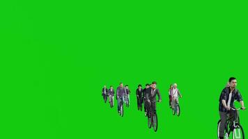 Cycling People in Front View on Green Screen 3d Animation video