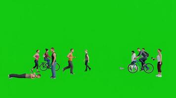 Group of 3d Exercise People on Green Screen Background video