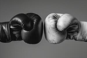 Boxing gloves on a gray background. photo