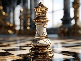 AI generated Chess on a chessboard, business concept of success and leadership photo