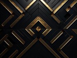 ai generado oscuro negro mosaico antecedentes con dorado líneas Arte deco lujo estilo textura foto