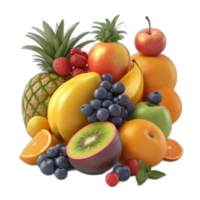 3d rendered mix fruits png