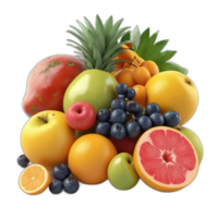 3d rendu mélanger des fruits png