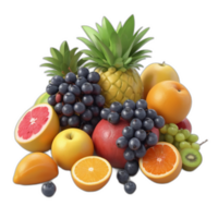 3d rendu mélanger des fruits png