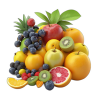 3d rendido misturar frutas png