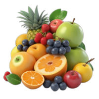 3d rendu mélanger des fruits png