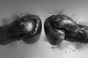 Boxing gloves on a gray background. photo