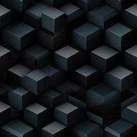 AI generated Dark black Geometric grid background Modern dark abstract texture seamless pattern photo