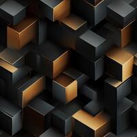 AI generated Dark black Geometric grid background Modern dark abstract texture seamless pattern photo