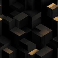 AI generated Dark black Geometric grid background Modern dark abstract texture seamless pattern photo