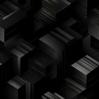 AI generated Dark black Geometric grid background Modern dark abstract texture seamless pattern photo