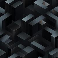 AI generated Dark black Geometric grid background Modern dark abstract texture seamless pattern photo