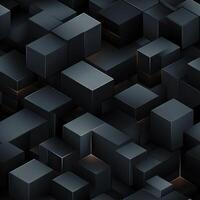AI generated Dark black Geometric grid background Modern dark abstract texture seamless pattern photo