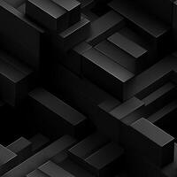 AI generated Dark black Geometric grid background Modern dark abstract texture seamless pattern photo