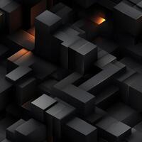 AI generated Dark black Geometric grid background Modern dark abstract texture seamless pattern photo