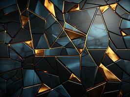 AI generated Dark black mosaic background with golden lines Art Deco luxury style texture photo