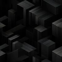 AI generated Dark black Geometric grid background Modern dark abstract texture seamless pattern photo