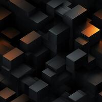 AI generated Dark black Geometric grid background Modern dark abstract texture seamless pattern photo