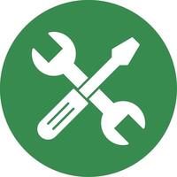Cross Wrench Glyph Circle Icon vector