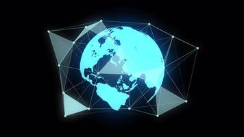 Digital Globe Rotating Plexus Webs On Alpha Channel video