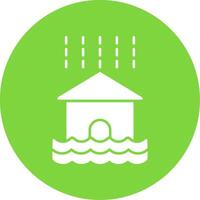 Flood Glyph Circle Icon vector