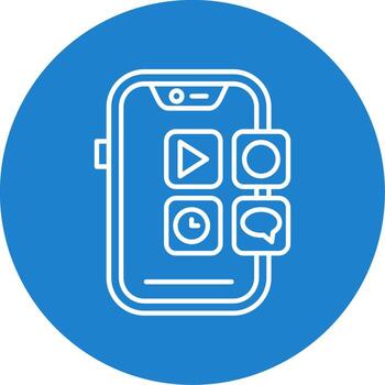 móvil solicitud lineal circulo multicolor diseño icono vector