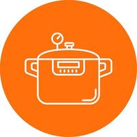 Pressure cooker Linear Circle Multicolor Design Icon vector