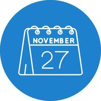 27th of November Linear Circle Multicolor Design Icon vector