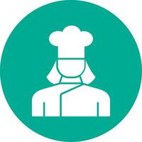 Lady Chef Glyph Circle Icon vector