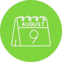 9th of August Linear Circle Multicolor Design Icon vector