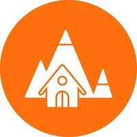 Mountain House Glyph Circle Icon vector