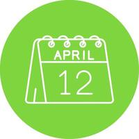12th of April Linear Circle Multicolor Design Icon vector