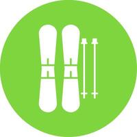 Skis Glyph Circle Icon vector