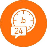 24 Hours Glyph Circle Icon vector