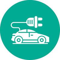 Electric Car Glyph Circle Icon vector