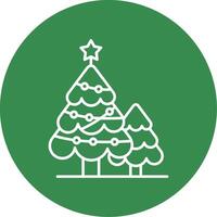 Christmas tree Linear Circle Multicolor Design Icon vector