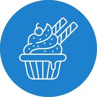 Cupcake Linear Circle Multicolor Design Icon vector