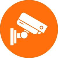 Security Camera Glyph Circle Icon vector