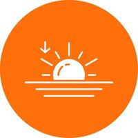 Sunset Glyph Circle Icon vector