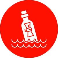 Message In Bottle Glyph Circle Icon vector