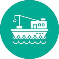 Fishing Boat Glyph Circle Icon vector