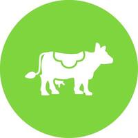 Cow Glyph Circle Icon vector