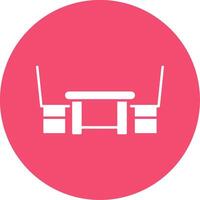 Dining Table Glyph Circle Icon vector