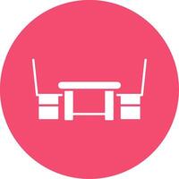 Dining Table Glyph Circle Icon vector