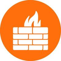 Firewall Glyph Circle Icon vector