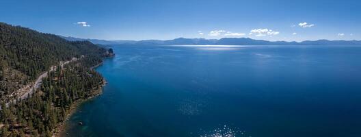 Beautiful aerial view of the Tahoe lake from above in California, USA. photo